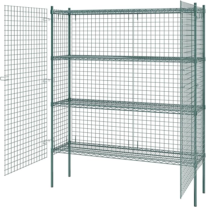 Commercial Grade NSF Listed Metal Wire Mesh Storage Green Epoxy Security Cage Kit 18" x 60" x 74", Perfect for Warehouse, Walk-In Refrigerator, Freezer, Grocery Store, Restaurant