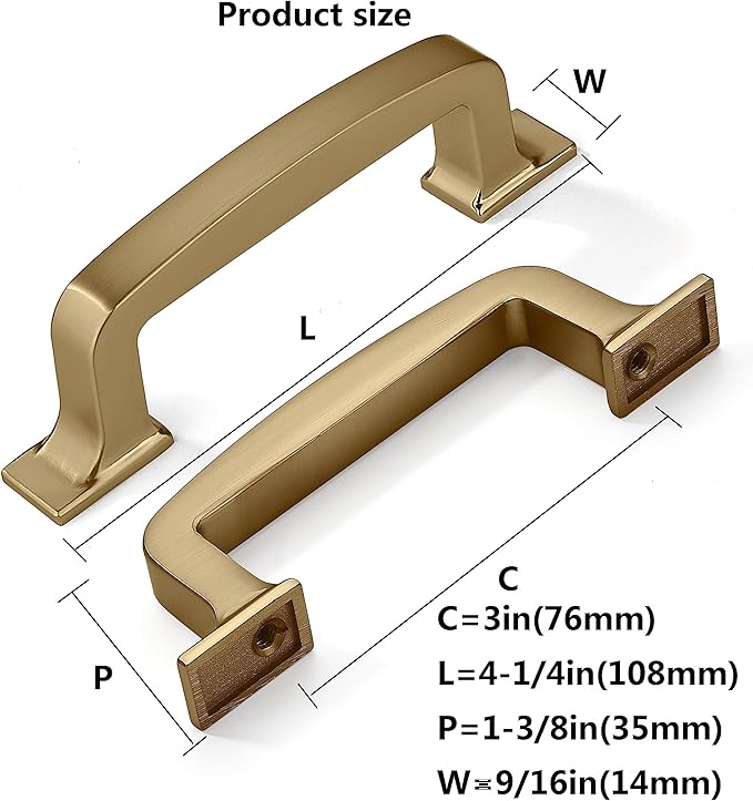 Khtumeware 10 Pack 3 Inch Cabinet Handles - Champagne Bronze and Warm Brass Drawer Pulls
