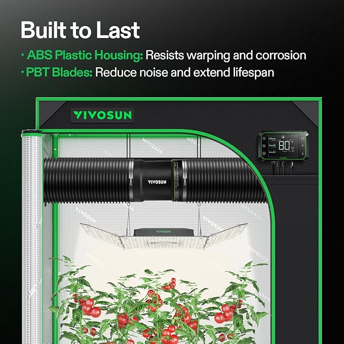 VIVOSUN 6” Inline Booster Duct Fan with Speed Regulator, 345 CFM Quiet Exhaust Fan for HVAC Ventilation in Grow Tents, Basements, Bathrooms, Kitchens, and Attics