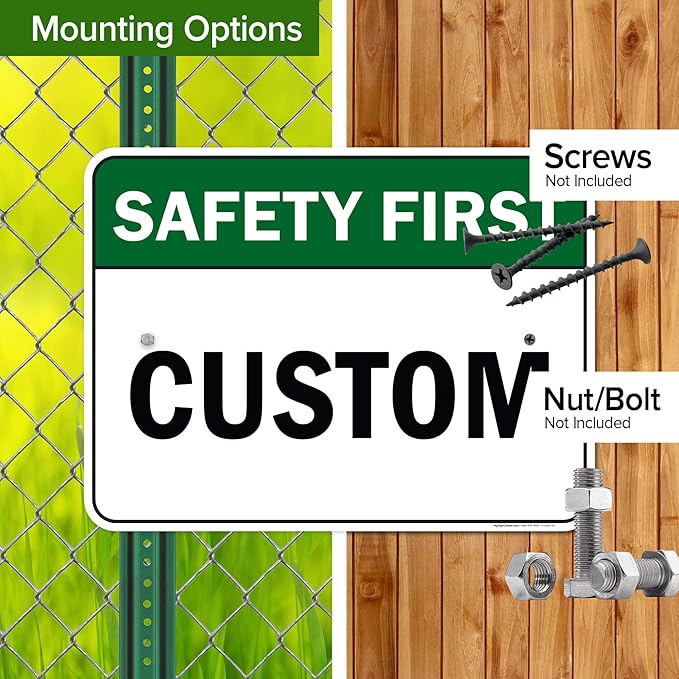 Custom Safety First Sign, Ansi Sign, Osha Compliant, 18x24 Inches, Rust Free .063 Aluminum, Fade Resistant, Made in USA by My Sign Center