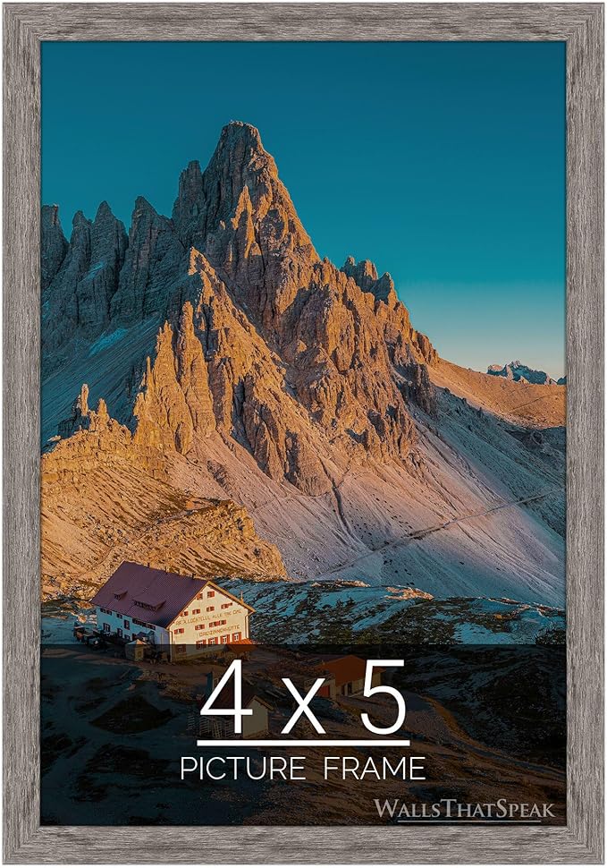 wallsthatspeak 4x5 Gray Barnwood Picture Frame for Puzzles Posters Photos or Artwork