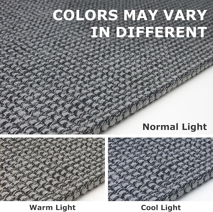 IOHOUZE Washable Runner Rug 2x8 Non Slip Rubber Backed Hallway Runner Entryway Runner Indoor, Kitchen Rugs Woven Cotton Floor Carpet for Kitchen Hall Entrance Bedroom, Dark Grey