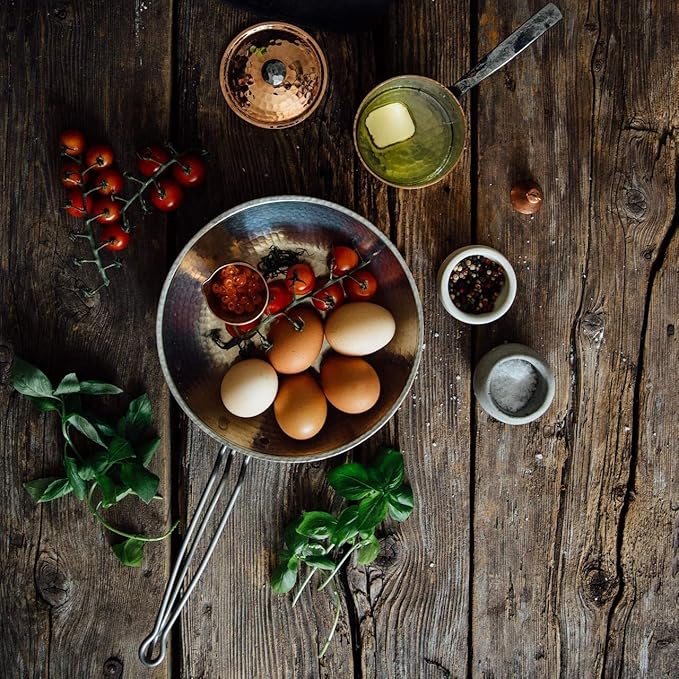 Sertodo Copper Skillet Pan | 10 inch Diameter | Patented Stainless Steel Handle System | Naturally Non-Stick Tin Lining, Pure Copper Body | Professional Kitchen Grade | Elegant, Durable, Functional