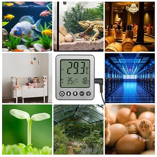2 pcs Refrigerator Thermometer Freezer Alarm Digital Freezer Thermometer Fridge Thermometer with Extra Sensor high and Low Temperature Alarm (2, Black, ZZ10)