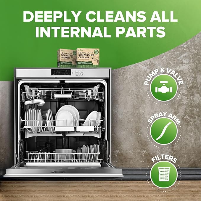 Renuv® Dishwasher Cleaner + Garbage Disposal Cleaner - Heavy Duty Kitchen Appliance Deep Cleaning, Descaling and Deodorizing, (12 Tablets of each)