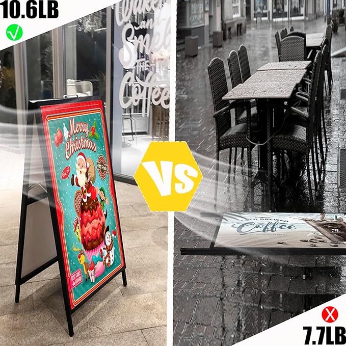 USCNC 4 PACK 24 x 36 Inch A Frame Sign Double-Sided Folding Sandwich Board Heavy Duty Slide-in Sidewalk Signboard for Outdoor Street Advertising Poster(Frame only，No white board)