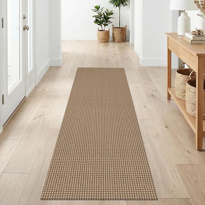 IOHOUZE Washable Runner Rug 2x7 Non Slip Rubber Backed Runners for Hallways Entryway Runner Indoor, Kitchen Rugs Woven Cotton Floor Carpet for Hall Entrance Bedroom, Orange/Tan/Brown