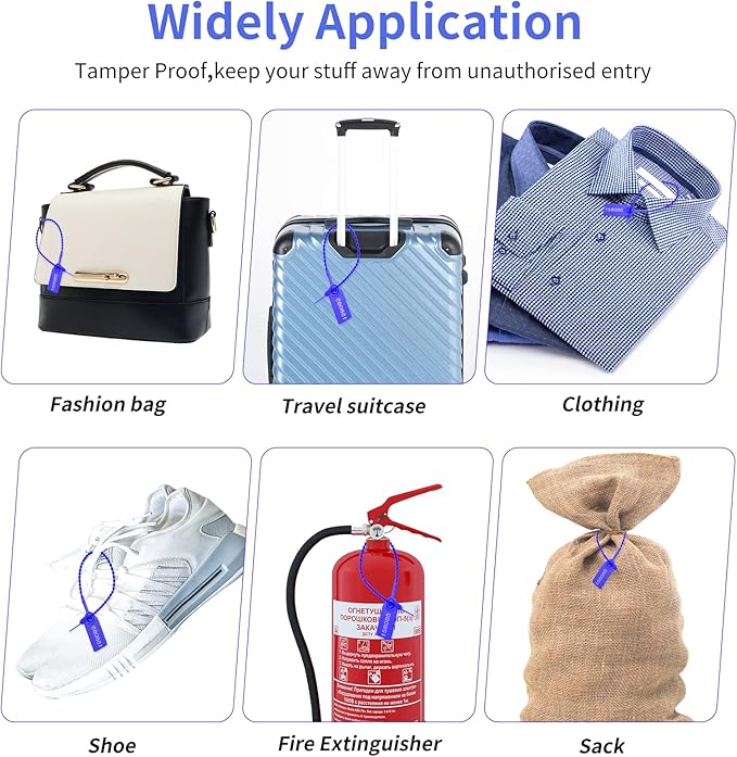1000 Plastic Tamper Seals Fire Extinguisher Tags Numbered Zip Ties Pull Tite Security Tags Disposable Self-Locking Safety Ties (Dark Blue)