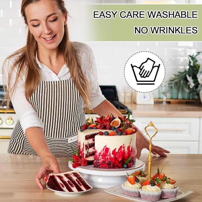 Janmercy 24 Pcs Aprons for Women Men with 2 Pockets Linen Cooking Kitchen Apron Adjustable Bib Chef Apron Bulk Aprons Unisex
