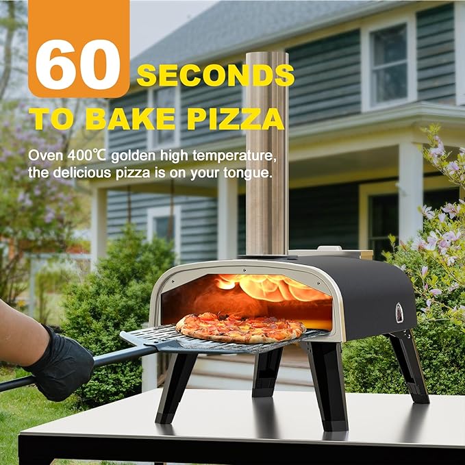Pizza Oven Outdoor 12" Wood Fired Pizza Ovens Pellet Pizza Stove for outside, Portable Stainless Steel Pizza Oven for Backyard Pizza Ovens