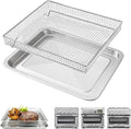 Air Fryer Basket Tray Replacement for Cuisinart TOA-60 TOA-65 TOA-70 Toaster Air Fryer Convection Oven, 12.2 * 11''Mesh Air Fryer Steel Basket Wire Rack Accessories Parts, Dishwasher Safe