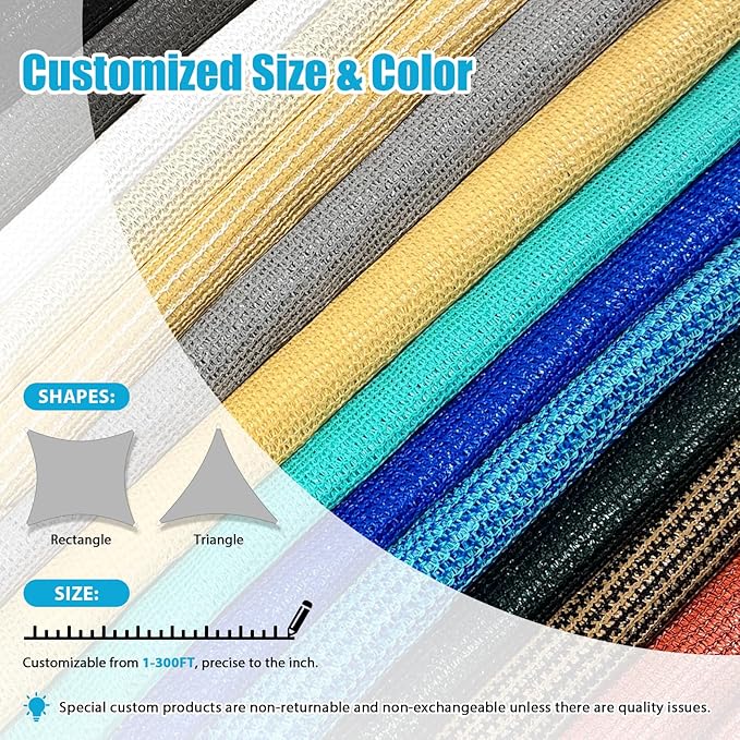 Amagenix Sun Shade Sail 17X17X17 Curved Edge Outdoor Shade Canopy Blue Breathable 95% UV Block Shade Cloth for Patio Garden Backyard (We Make Custom Size)