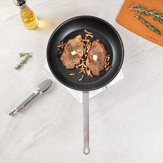 Restaurantware-Met Lux 14 Inch Fry Pans, Set Of 6 No-Stick Frying Pans - Induction-Ready, Triple-Riveted, Black Aluminum Cooking Skillets, Durable, For Searing, Sautéing, And Browning Food