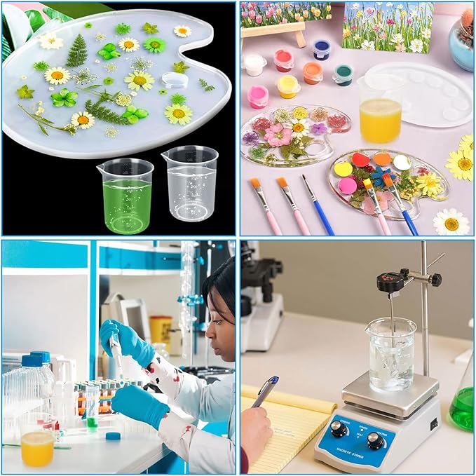 HNBun 30 Pack 250ml Plastic Graduated Beakers - Clear Mixing Cups with Dripless Spout & Embossed Scale for Epoxy Resin, Paint, Science Lab & Kitchen Use