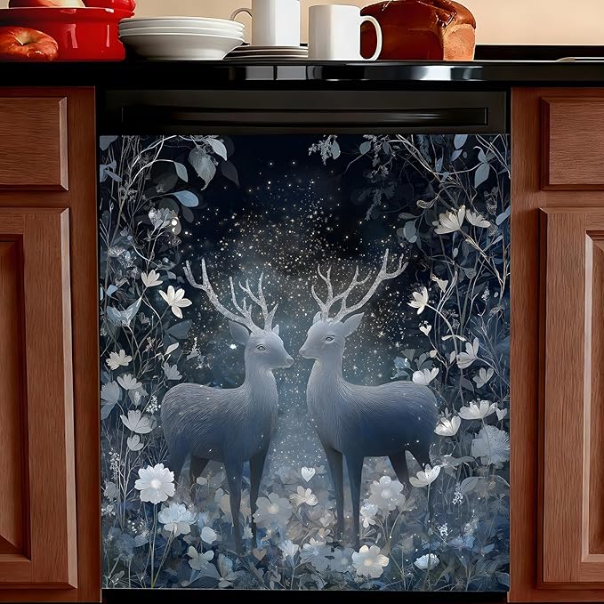 Dishwasher Magnet Cover, Dishwasher Magnetic Decoration, Animal-Themed Sticker, Dishwasher Refrigerator Protection Decoration, Kitchen Art Decoration 23x25.5 inches