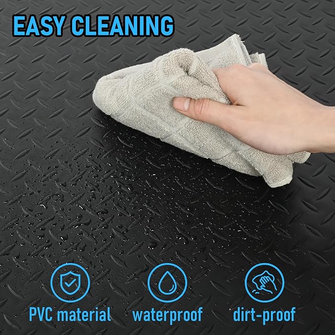 2 x 7 FT Anti Fatigue Mats Industrial 15/16 Inch Thick Soft Sponge Ergonomic Mat Durable Heavy Duty Diamond Plate for Standing Non Slip Industrial Grade Floor Mat for Leg & Back Pain (Black)