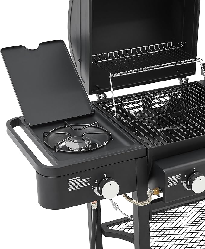 5-Burner Propane Gas Grill with Grilling & Griddling Functions-751 Sq Inch Cooking Space,56000 BTU Output,3-in-1 Combo (Gas Grill + Flat Griddle + Side Burner),Easy-Clean Enamel-Coated Grates