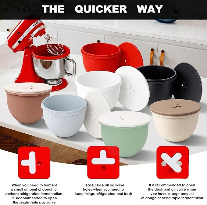 Omoiyari Premium MUTED SAGE Silicone Bowl Liner with Lid for KitchenAid 4.5-Qt Tilt-Head (Only),2mm Extra-Thick Silicone,Odour-Free&Heat-Resistant,Air Valve for Dough Proofing,Dishwasher Safe,BPA Free