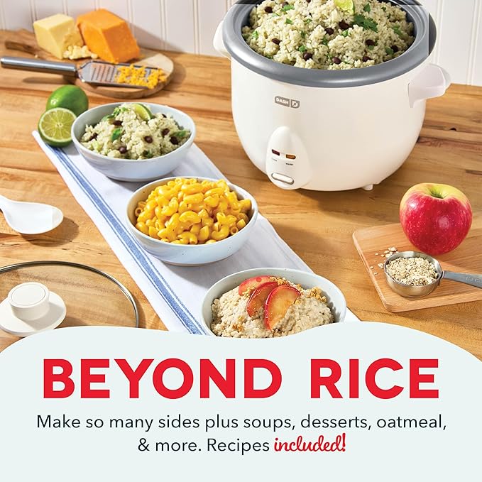 DASH Family Rice Cooker with Removable Nonstick Pot, Keep Warm Function & Recipe Guide, 20 Cup Capacity for Rice, Grains, Soups & Stews – Cream