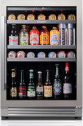 Ca'Lefort 24 Inch Beverage Refrigerator, 180 Can 34°F -54°F Beverage Fridges, Drink Fridge with Glass Door 3 LED Beverage Coolers Built in or Freestanding, Perfect for Home/Kitchen(Right-Hinged)