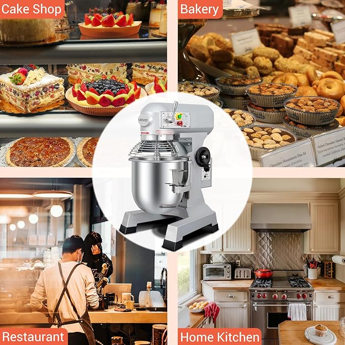 15Qt Commercial Food Mixer with Timing Function, Commercial mixer 3-Speed Adjustable Heavy Duty, Electric Stand Dough Mixer with Stainless Steel Bowl for Bakery Pizzeria (Upgraded)