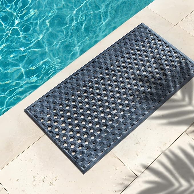 Subhera Heavy-Duty Commercial Rubber Mat, Non-Slip Drainage Mat for Restaurant Kitchens, Bars & Entrances, Anti-Fatigue, All-Weather Floor Safety Mat (1 Pack - 25 x 39 Inches)