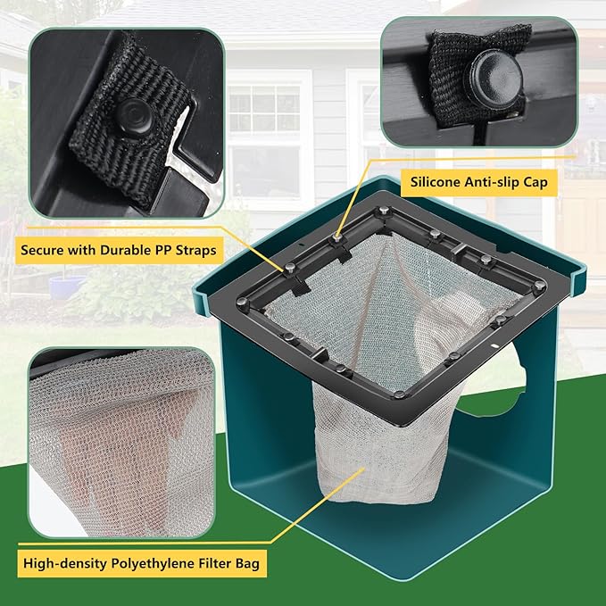 Catch Basin Drain Filter, Square Catch Basin Drain Filter for 12 Inch Clog-Free Drainage and Infiltration Systems, Removable Filter, for Garden, Lawns, Landscaping and Patios (1 Pack)