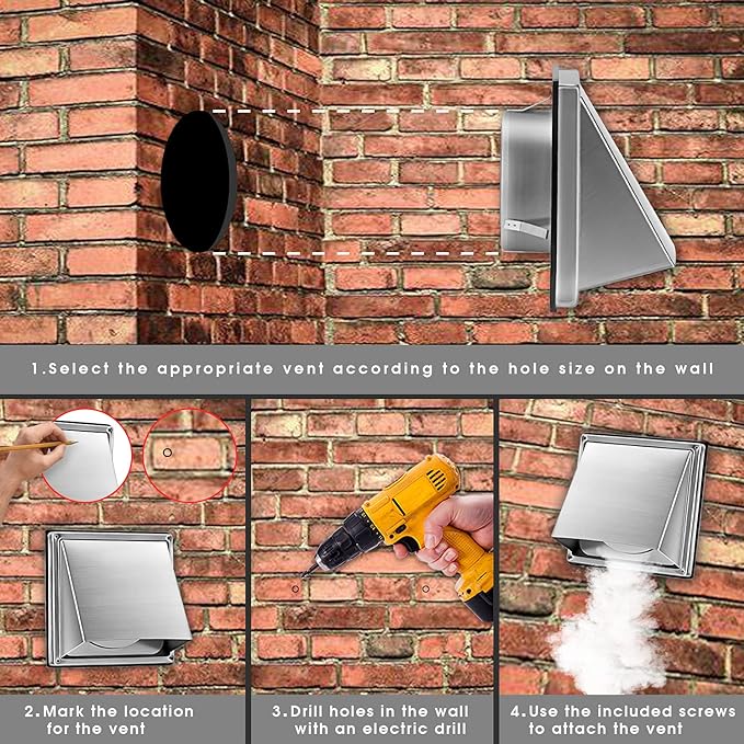 5-Inch External Extractor Wall Vent Cushioned Non Return Flap