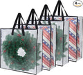 Heavy-Duty Clear Wreath Storage Bag & Sturdy Moving Box Alternative – 26 Inch Large Capacity Container with Zipper for Christmas Decorations, Seasonal Wreaths, Clothes, Bedding,Gift (4-Pack)