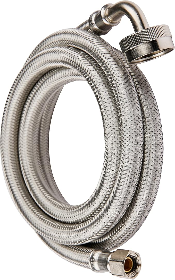 EFIELD Appliance Accessories Dishwasher Hose with 90 Degree FGH Elbow, 6 Feet Length, Water Supply Line, Premium Braided Stainless Steel,(HOSE011)