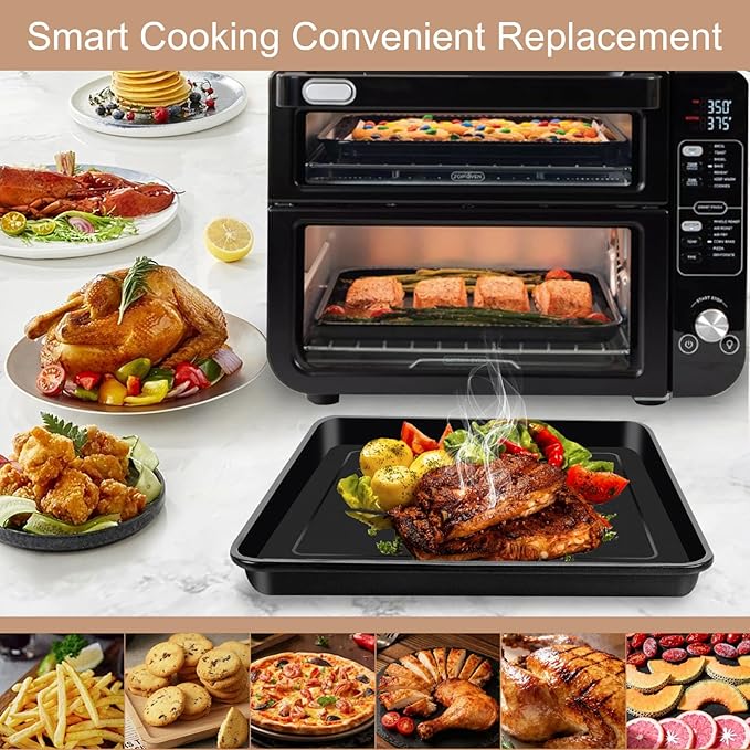 GCQ 3 IN 1 Smart Double Oven Basket for Ninja DCT401 DCT402 DCT451, 13''×12.6'' Steel Toaster Oven Dehydrator Cooling Rack Replacement Parts Accessories for Ninja DCT601 DCT651 Smart Oven