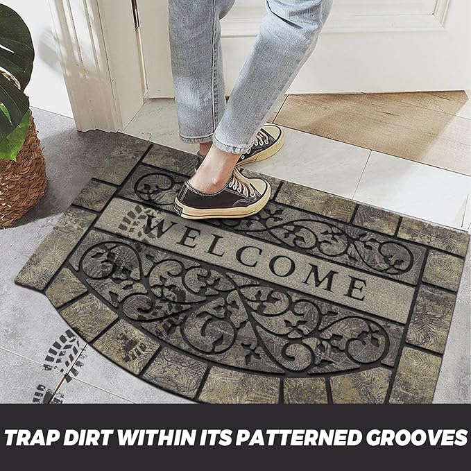 Thick Welcome Mats Outdoor, 24 * 36" Large Front Door Mat Entrance, Durable Welcome Mat for Front Door, Heavy Duty No Slip Rubber Outdoor Mats for Home Entrance