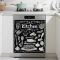 Funny Kitchen Dishwasher Magnet Cover,Black Kitchen Decor Waterproof Refrigerator Magnet Appliance Cover Protector,23Wx26H Inches