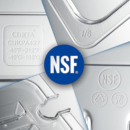 CURTA 6 Pack NSF Food Pan Cover, 1/2 Size Clear Polycarbonate Lid with Handle for Commercial Food Pan, Dishwasher & Freezer Safe Plastic Clear