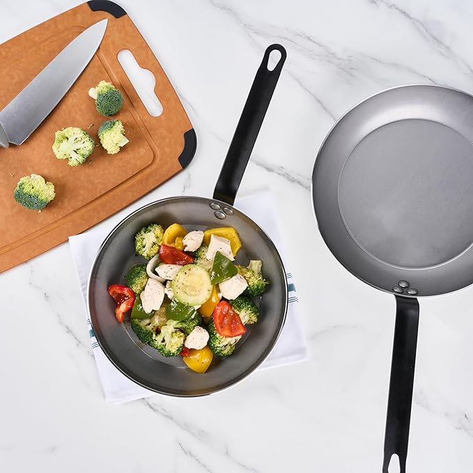 Restaurantware Met Lux 10 Inch Fry Pans, 6 No-Stick Frying Pans - Induction-Ready, Triple-Riveted, Silver Carbon Steel Cooking Skillets, Durable, For Searing, Sauteing, And Browning Food