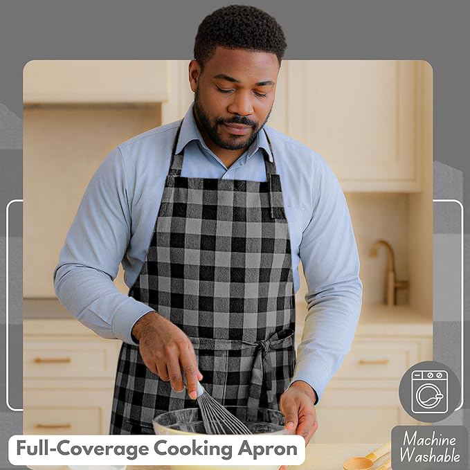 Native Fab Kitchen Apron 2 Pack - 100% Cotton Adjustable, Durable Apron with Pockets, Perfect for Cooking, Baking, Grilling