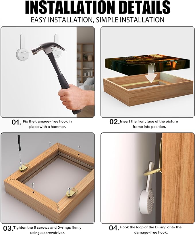 ART Canvas Floater Frame Fits 1”–1.25”Deep Gallery-Wrapped Canvas, Wood-Look Floater Frames for Finished Stretched Canvas Prints, Wall Oil Paintings Artwork for Home Bedroom (Light Oak, 24" x 36")