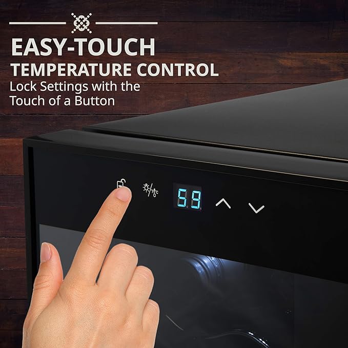 Ivation 18 Bottle Compressor Wine Cooler Refrigerator w/Lock, Large Freestanding Wine Cellar For Red, White, Champagne or Sparkling Wine, 41f-64f Digital Temperature Control Fridge Glass Door Black