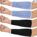 Neer 4 Pair Protective Arm Sleeves for Thin Skin Anti-Cut Burn Resistant Cover Forearm Sleeve for Cooking Construction(Black, Blue, 7.9 Inch)