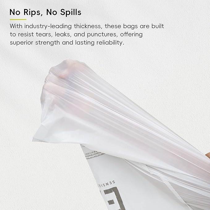 EKO 21 Gallon / 50-90 Liter, 60 Count Drawstring Trash Bags, Extra-Strong Garbage Bags, Lemon Zest Scent with Continuous Odor Control, Easy-Dispense Roll for Kitchen and Household Use, Code G, White