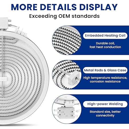 10In W11047722 8523692 W10248262 Single Radiant Surface Heating Element Fit for Whirl-Pool, Ken-More, May-tag, Replaces PS11775308 4461933 AP6041999 Range Stove Burner Surface Element by Fetechmate