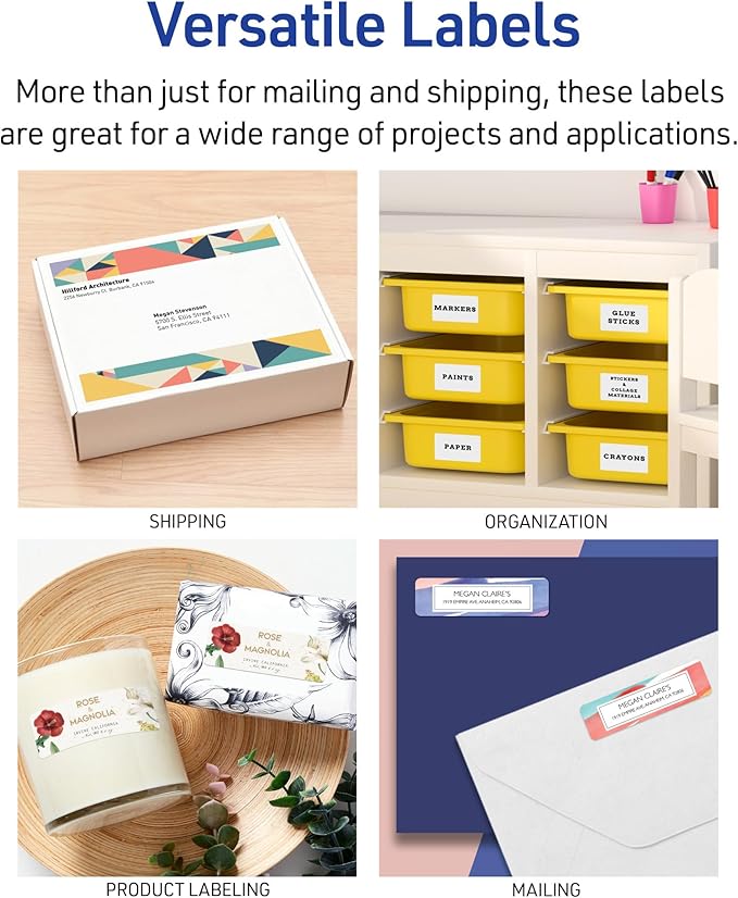 Avery Easy Peel Printable Address Labels with Sure Feed, 1" x 2-5/8" Customizable Stickers, White, 750 Blank Mailing Labels, Great for Mailing, Shipping, and More (8160) (Pack of 5)