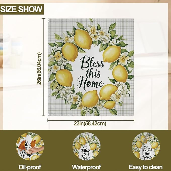 Lemons Magnetic Dishwasher Cover,Floral Dishwasher Covers for The Front Magnetic Dishwasher Panel Decal Cover for Kitchen 23x26inch