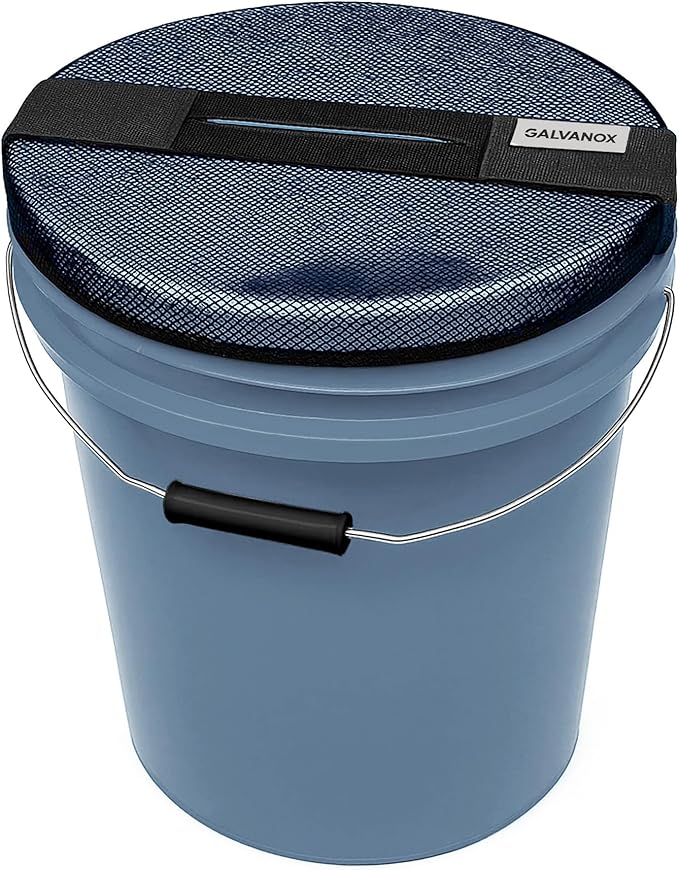 GALVANOX Mesh Lid for 5 Gallon Bucket, Compatible with Loadout Buckets - Boat Trash Can Cover for Fishing and Boating