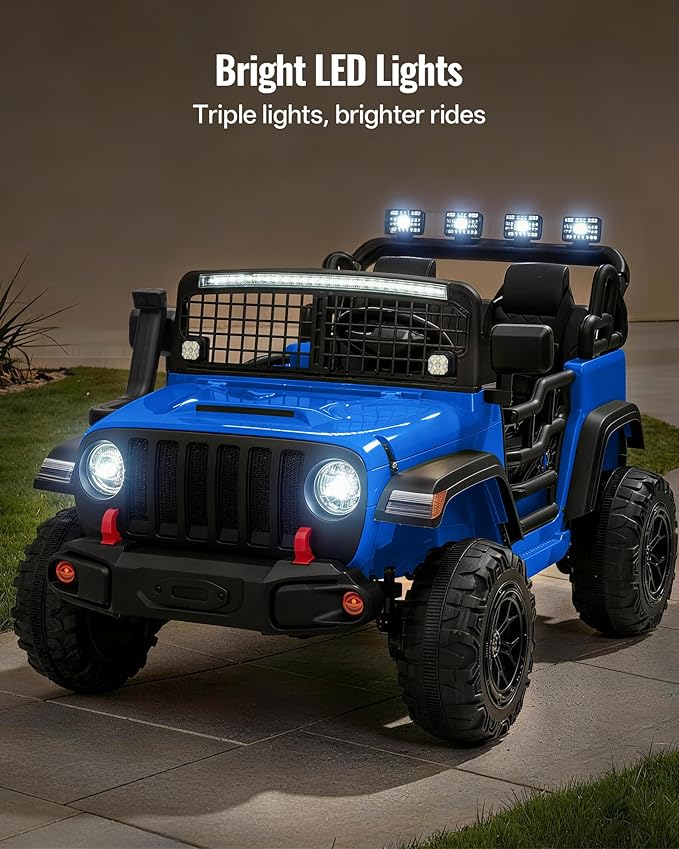 2 Seater Ride on Car Toy, 24V 4WD Electric Car for Kids 4-8 with Remote Control, 4x200W Motors, Capacity 110 lb - Blue