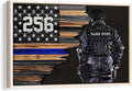 Custom Police Thin Blue Line Gifts For Policeman, First Responder Personalized Name Number Poster & Framed Canvas, Wall Art Home Office Decoration Living Room Bedroom Aesthetic Decor