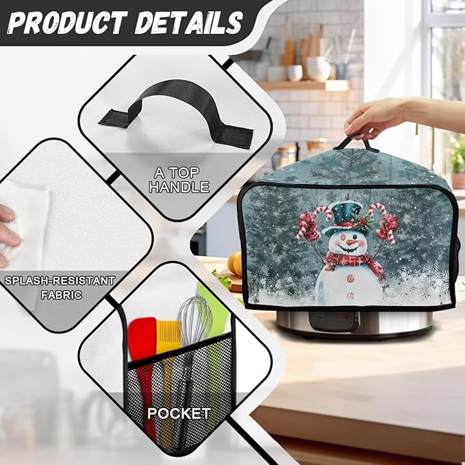 Cute Snowman Slow Cooker Cover 6-8 Qt Flower Bush Slow Cooker Bag Crock Pot Cover Keep Appliance Clean Kitchen Tool Kitchen Small Appliance Dust Covers Decor