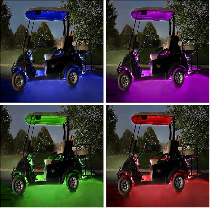 Battery Powered Golf Cart Canopy Lights, 2 Pcs 47.25 Inches Multicolor Golf Cart Roof Light with Remote, IP68 Fully Waterproof Golf Carts Underglow Led Strip Lights for EZGO Yamaha Club Car Boat