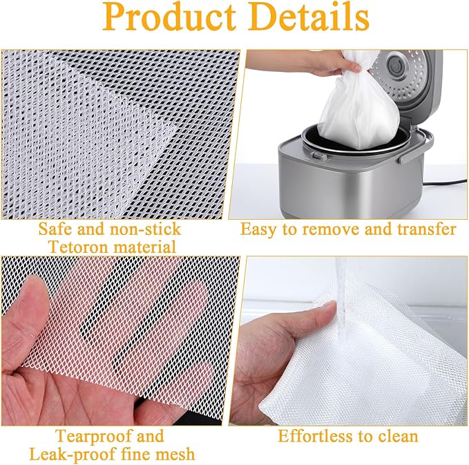 6Pcs Rice Net, 45.3"×39.4" Sushi Rice Cooking Net, Non-Stick Rices Cooker Napkin, Reusable Napkin Fine Mesh Cooking Steam Cloth, Bamboo Steamer Mat Cloth for Home Restaurants Camping