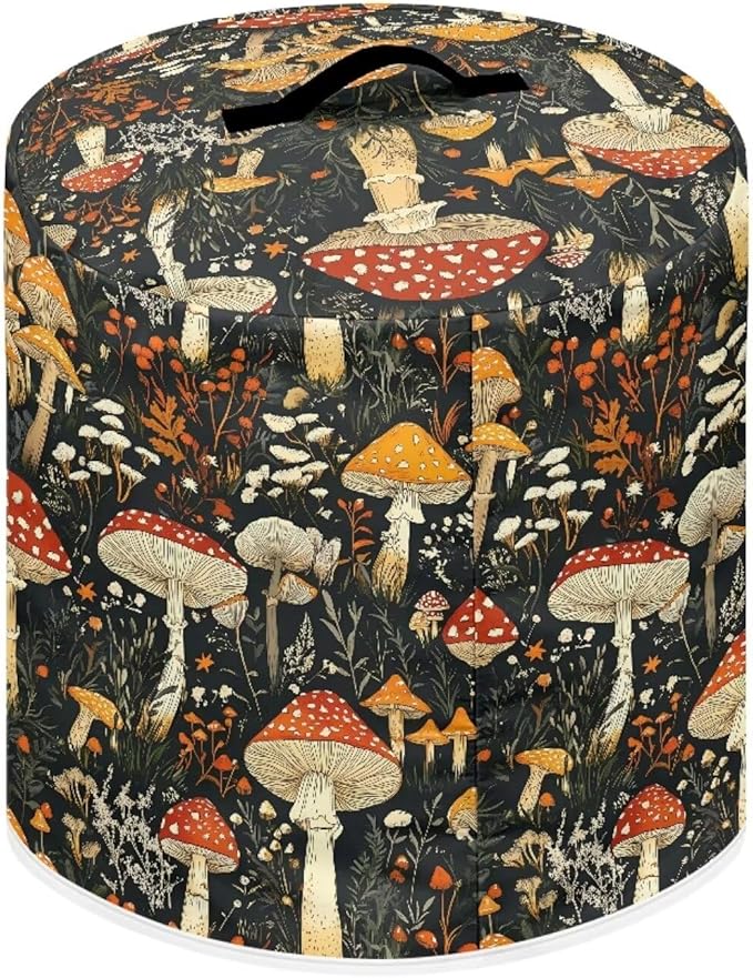 Dust Cover for 6 Quart Air Fryer and Electric Pressure Cooker with Pockets, Washable Cover for Electric Appliance, Portable Small Appliance Covers Accessories Mushroom
